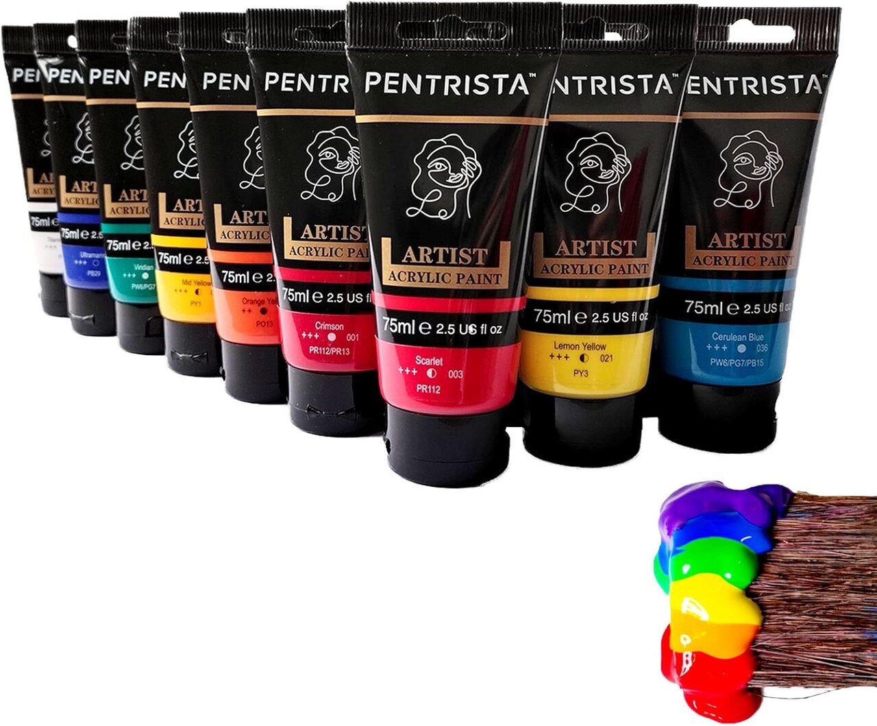 Professional Acrylic Paint Sets-20 Colors(75ml/2.54oz)-Heavy Body Acrylic Paint Tubes,Art Supplies for Canvas Painting,Rocks,woods & Egg, Outdoor Acrylic Paints for Artists,Adults,Beginners